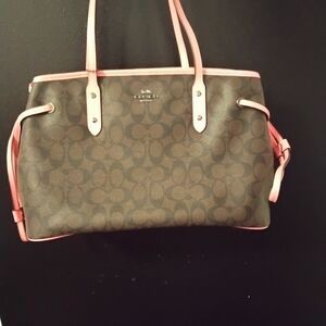Coach Signature Brown and Pink Tote